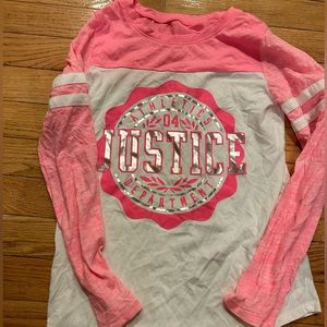 Girls Long Sleeve Justice Shirt Size 10(60% Cotton, 40% Polyester)